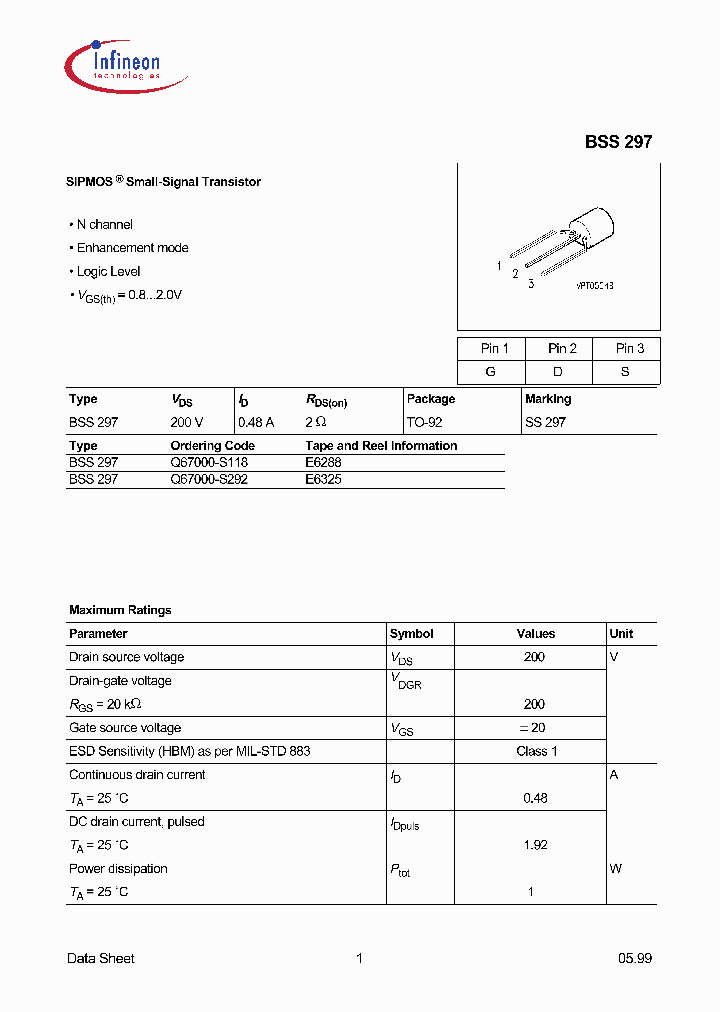 BSS297E6288_8503486.PDF Datasheet