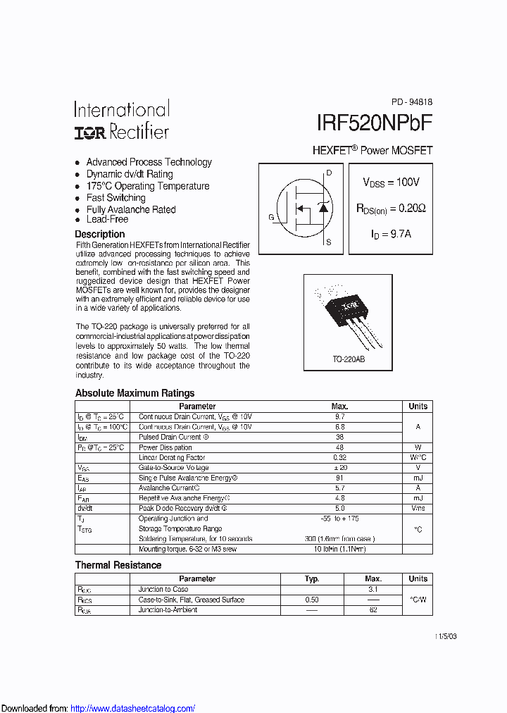 IRF520NPBF_8526672.PDF Datasheet