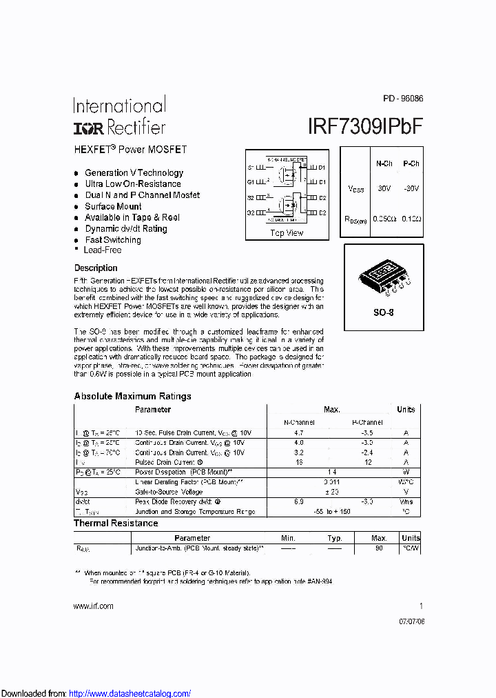 IRF7309ITRPBF_8542271.PDF Datasheet