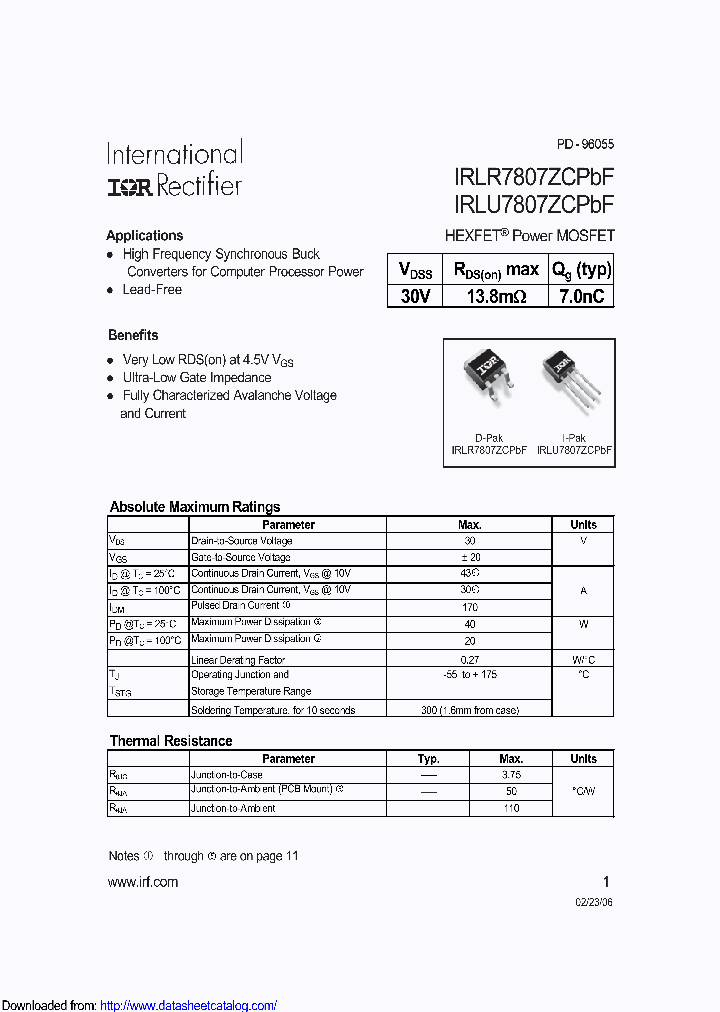 IRLU7807ZC_8545042.PDF Datasheet