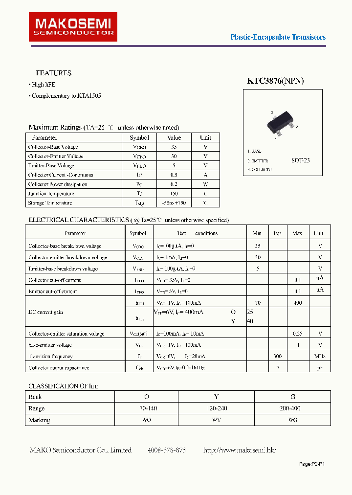 KTC3876_8546464.PDF Datasheet