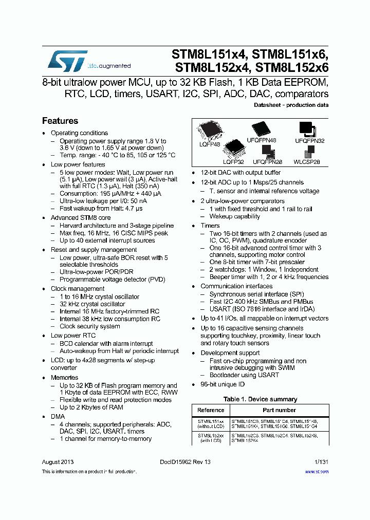 STM8L151G6U3_8558164.PDF Datasheet