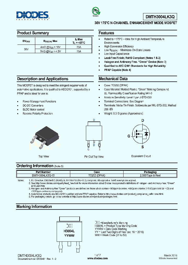 DMTH3004LK3Q-13_8580310.PDF Datasheet