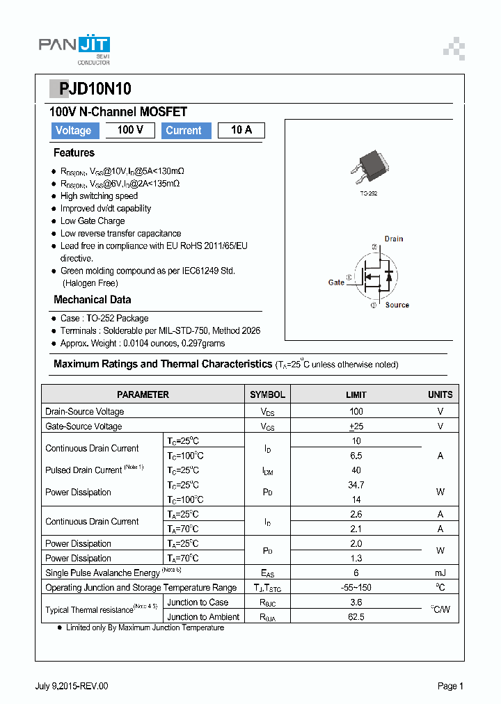 PJD10N10_8581007.PDF Datasheet