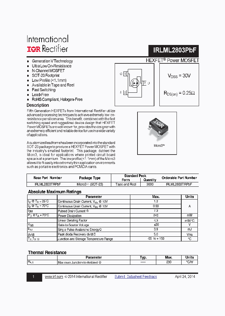 IRLML2803PBF-15_8612506.PDF Datasheet