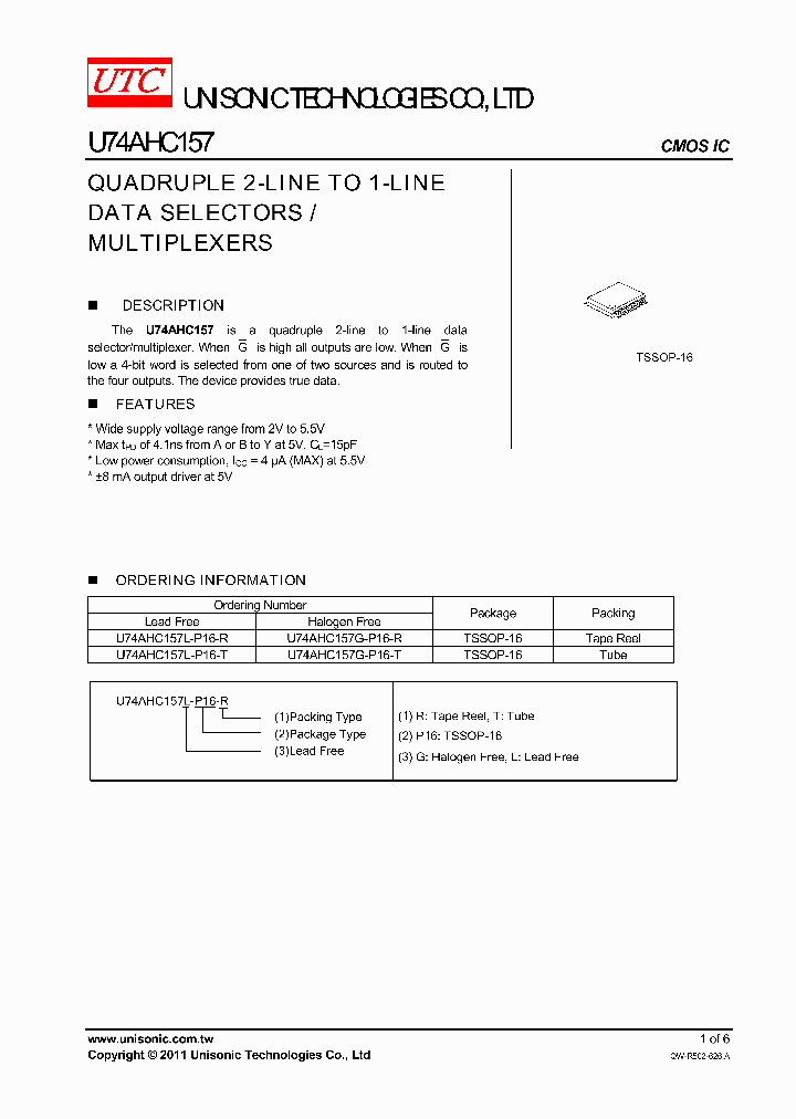 U74AHC157L-P16-R_8619112.PDF Datasheet