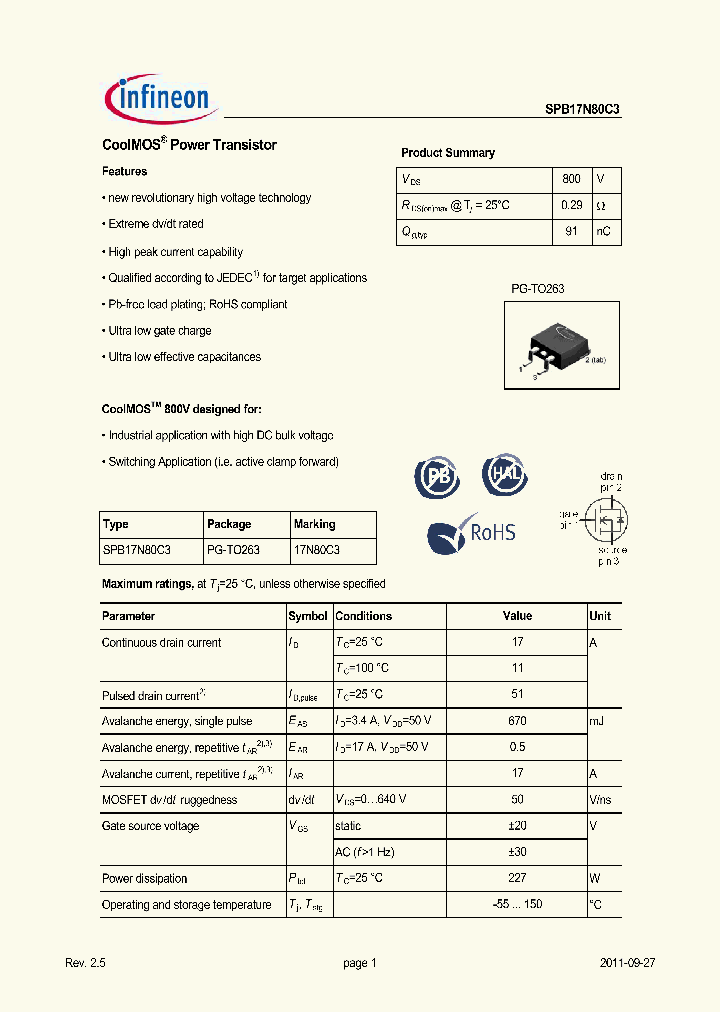 SPB17N80C3_8636944.PDF Datasheet