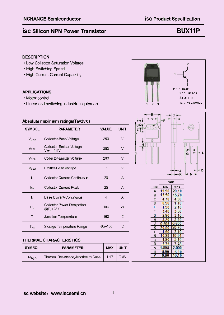 BUX11P_8670195.PDF Datasheet