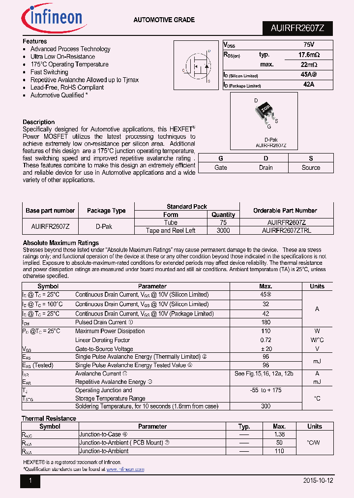 AUIRFR2607Z_8676987.PDF Datasheet