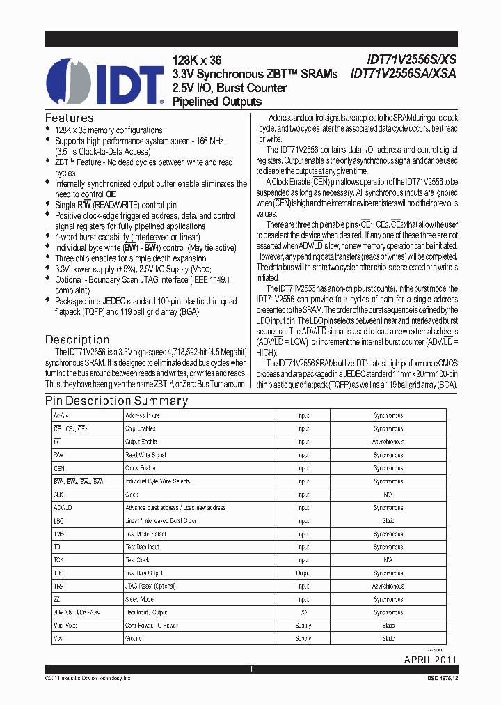 71V2556S133BGGI8_8698537.PDF Datasheet