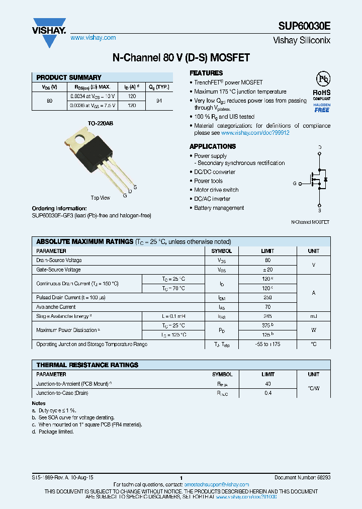 SUP60030E_8703463.PDF Datasheet