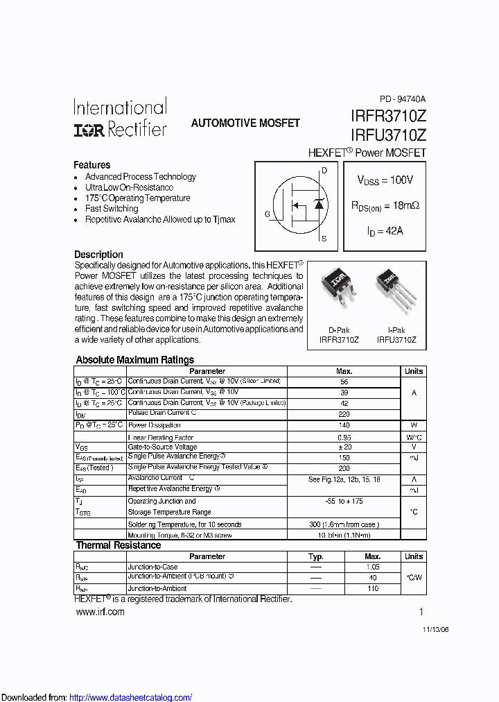 IRFR3710ZTR_8708114.PDF Datasheet