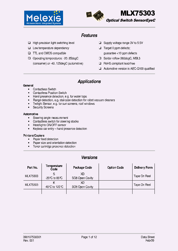 MLX75303SXD_8712226.PDF Datasheet