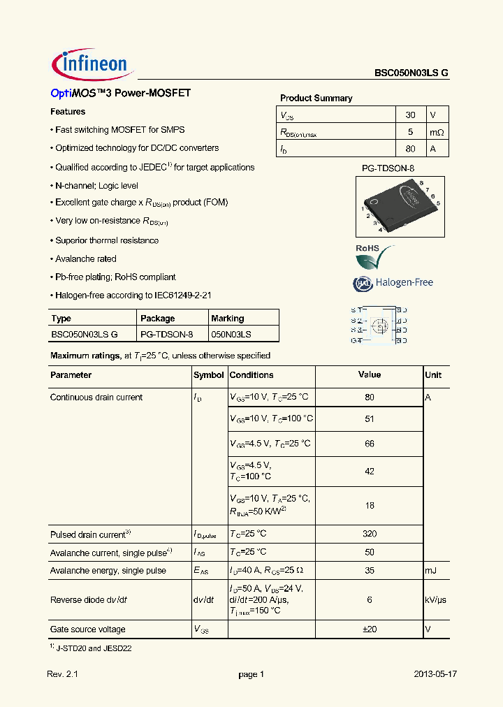 BSC050N03LSG-13_8715512.PDF Datasheet