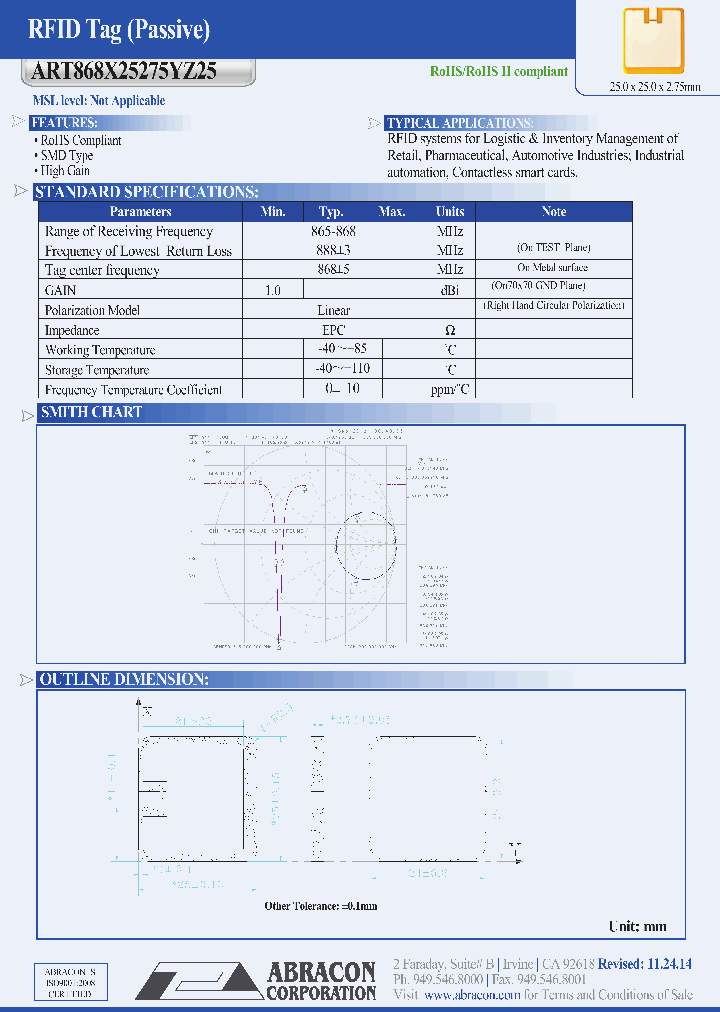 ART868X25275YZ25_8748319.PDF Datasheet