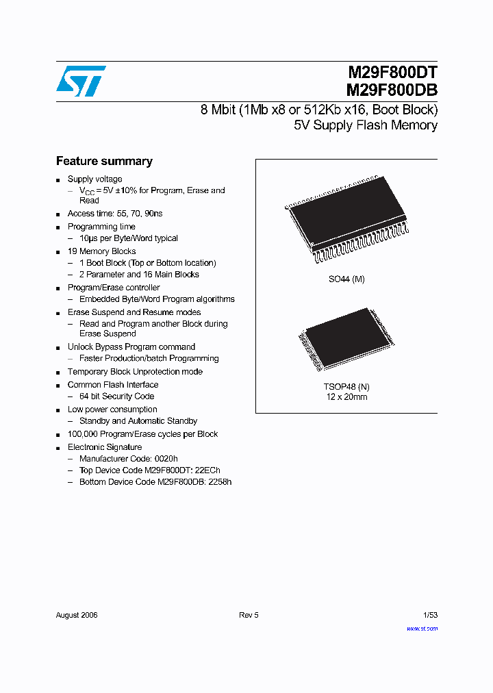 M29F800DB70M1E_8795235.PDF Datasheet