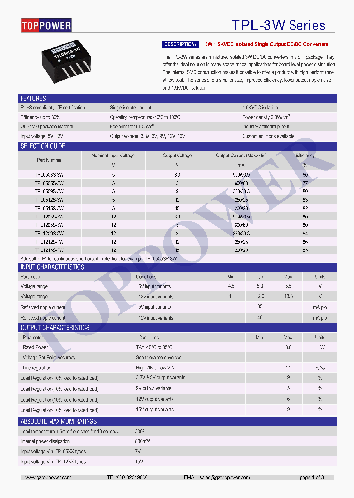 TPL1205S-3W_8821842.PDF Datasheet