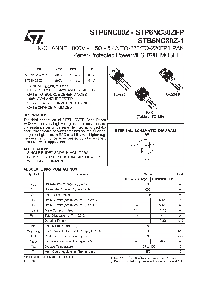 STP6NC80Z_8844298.PDF Datasheet