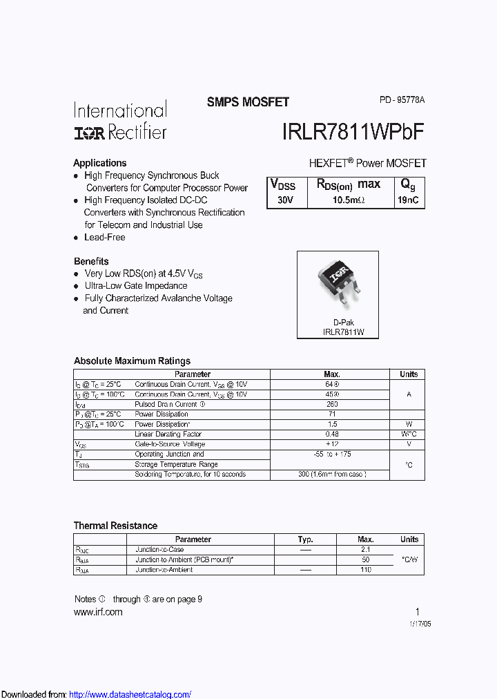 IRLR7811WPBF_8846886.PDF Datasheet