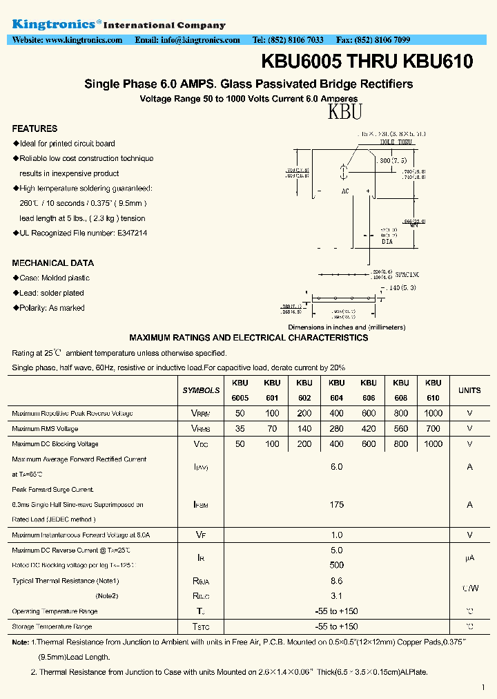 KBU6005-KBU610_8843972.PDF Datasheet