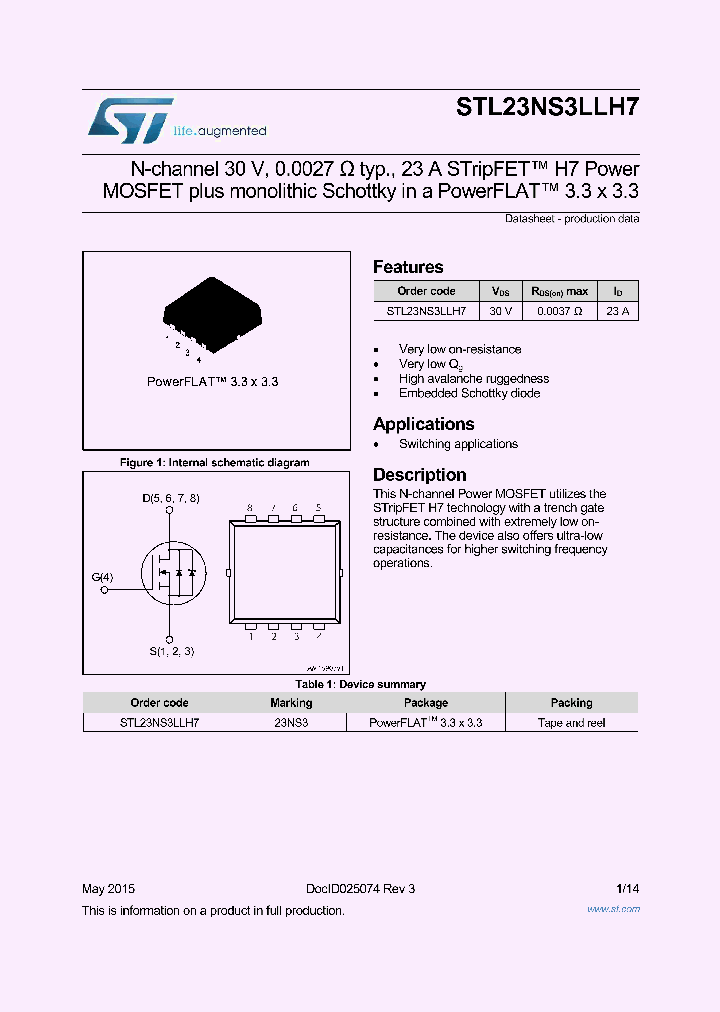 STL23NS3LLH7_8846232.PDF Datasheet