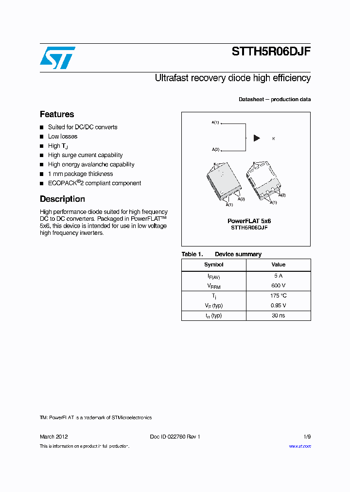 STTH5R06DJF_8851114.PDF Datasheet