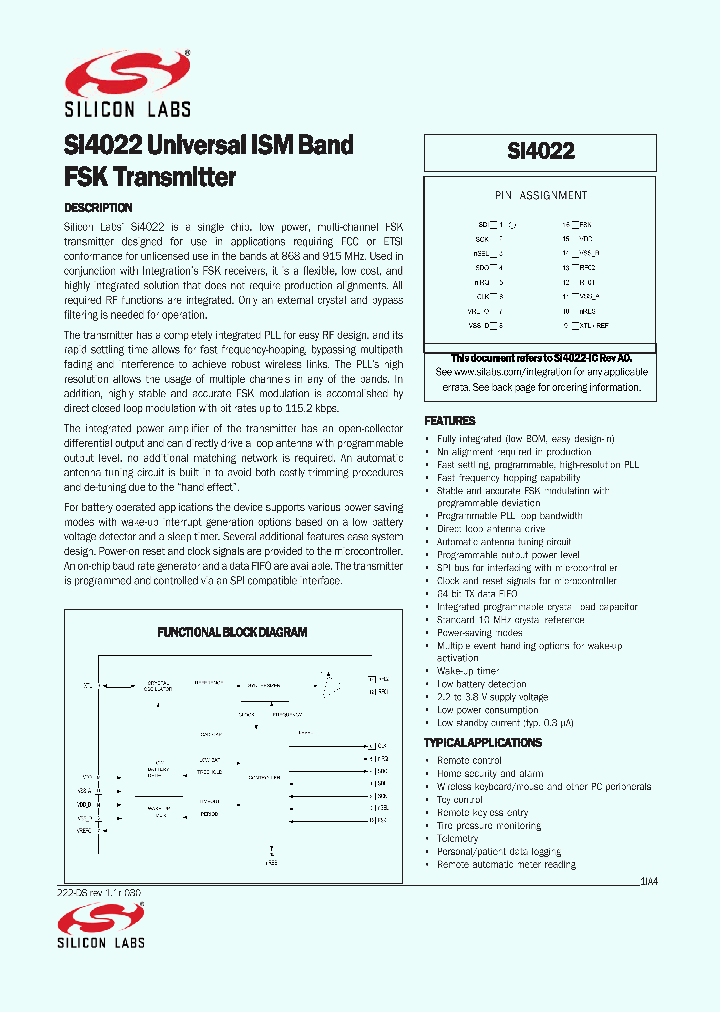 SI4022_8851481.PDF Datasheet