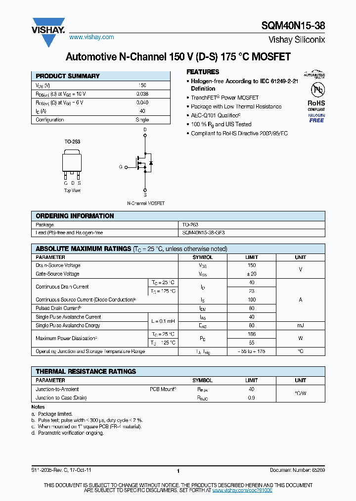 SQM40N15-15_8861297.PDF Datasheet