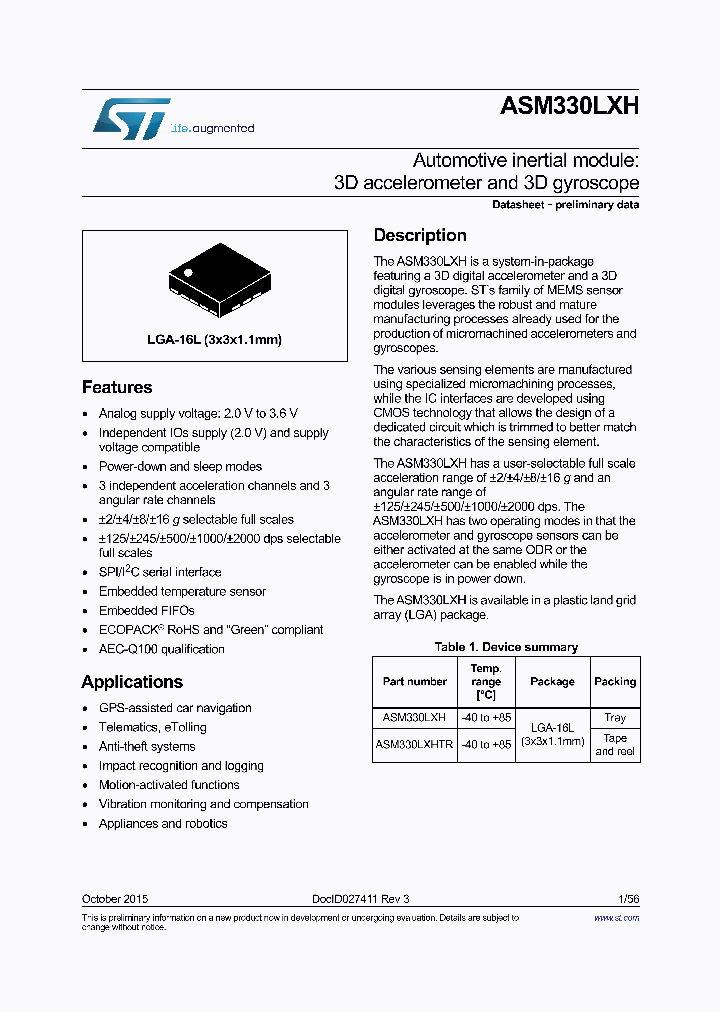 ASM330LXH_8887952.PDF Datasheet