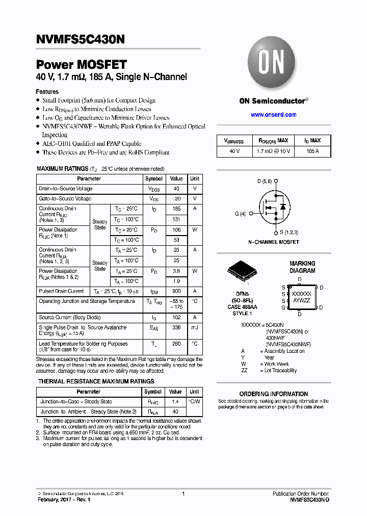 NVMFS5C430NAFT1G_8889144.PDF Datasheet