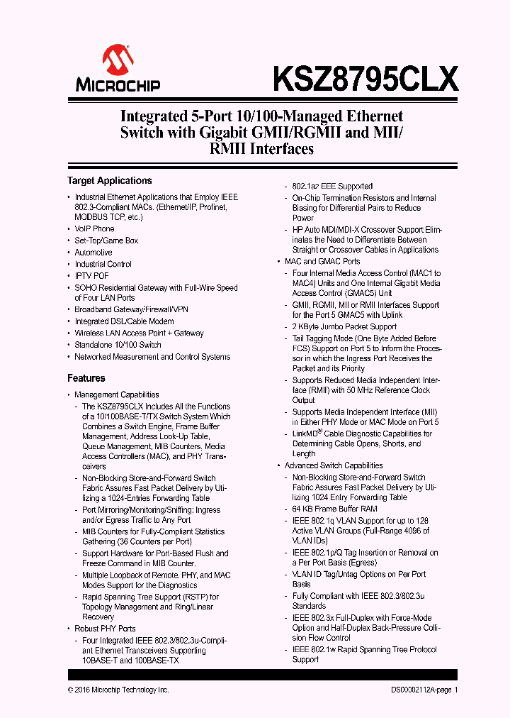 KSZ8795CLXCC_8891091.PDF Datasheet