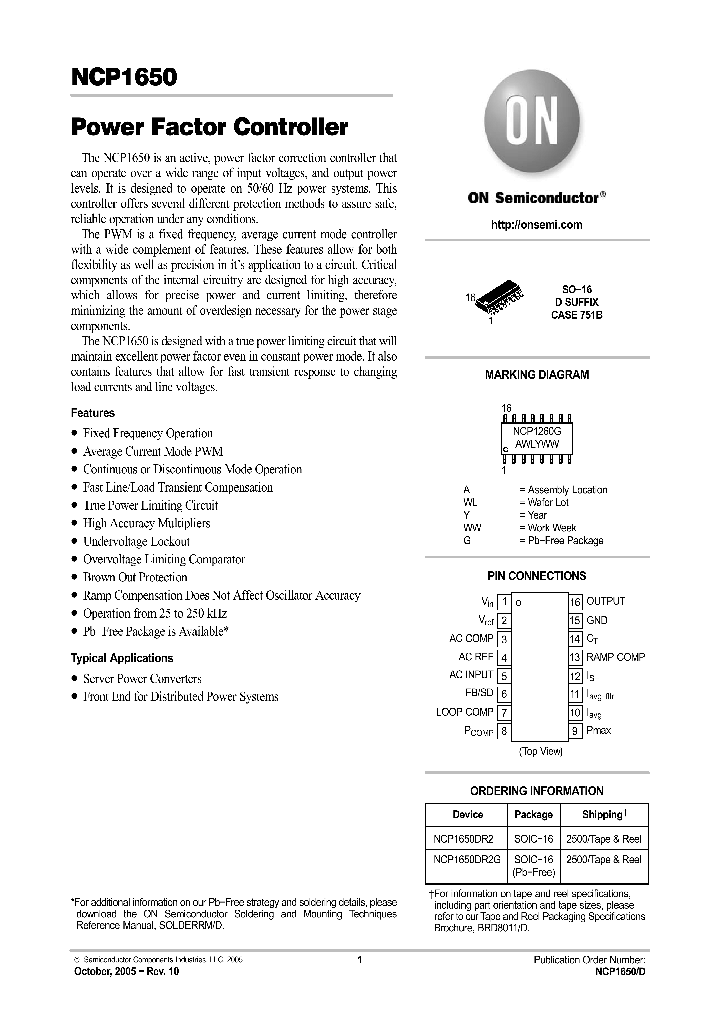 NCP1650_8891669.PDF Datasheet