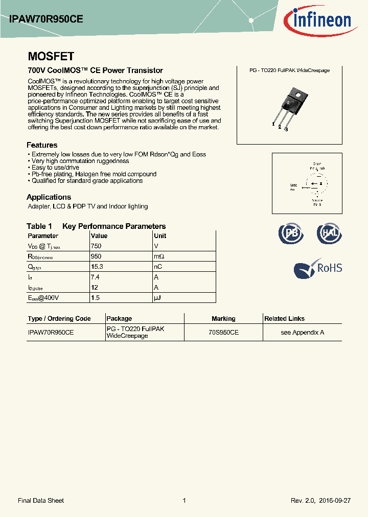 IPAW70R950CE_8902977.PDF Datasheet