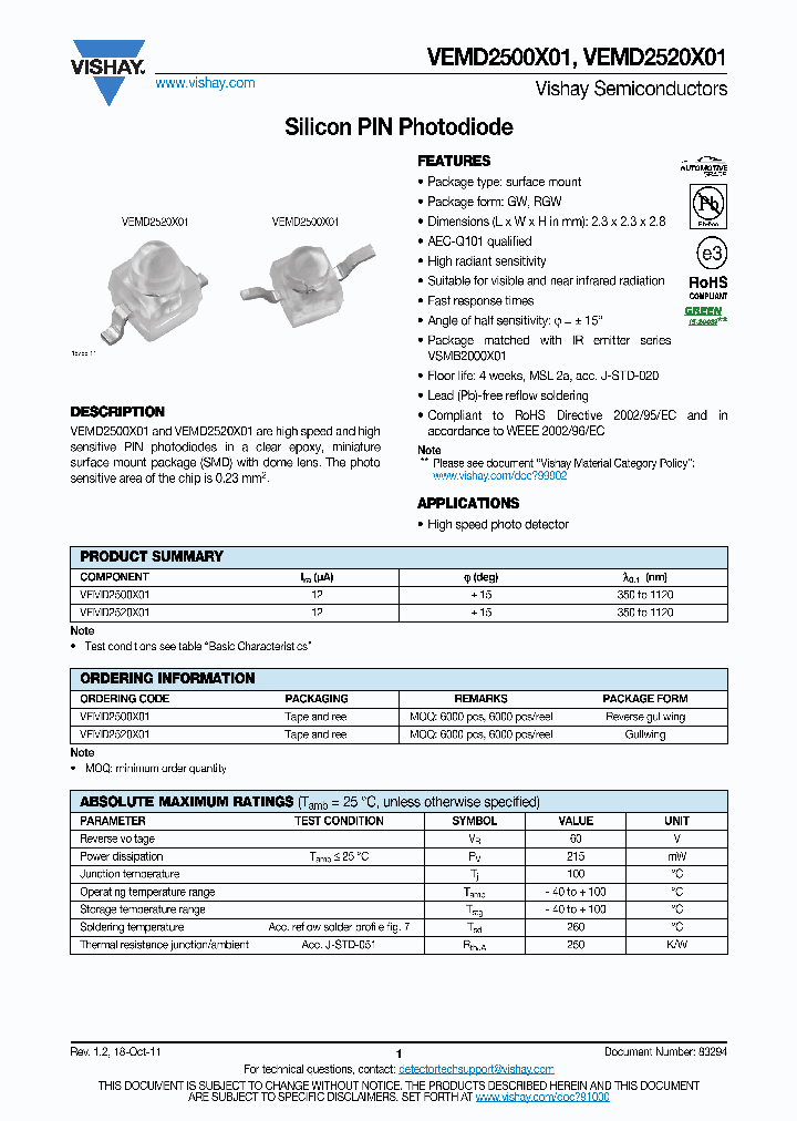 VEMD2500_8903490.PDF Datasheet