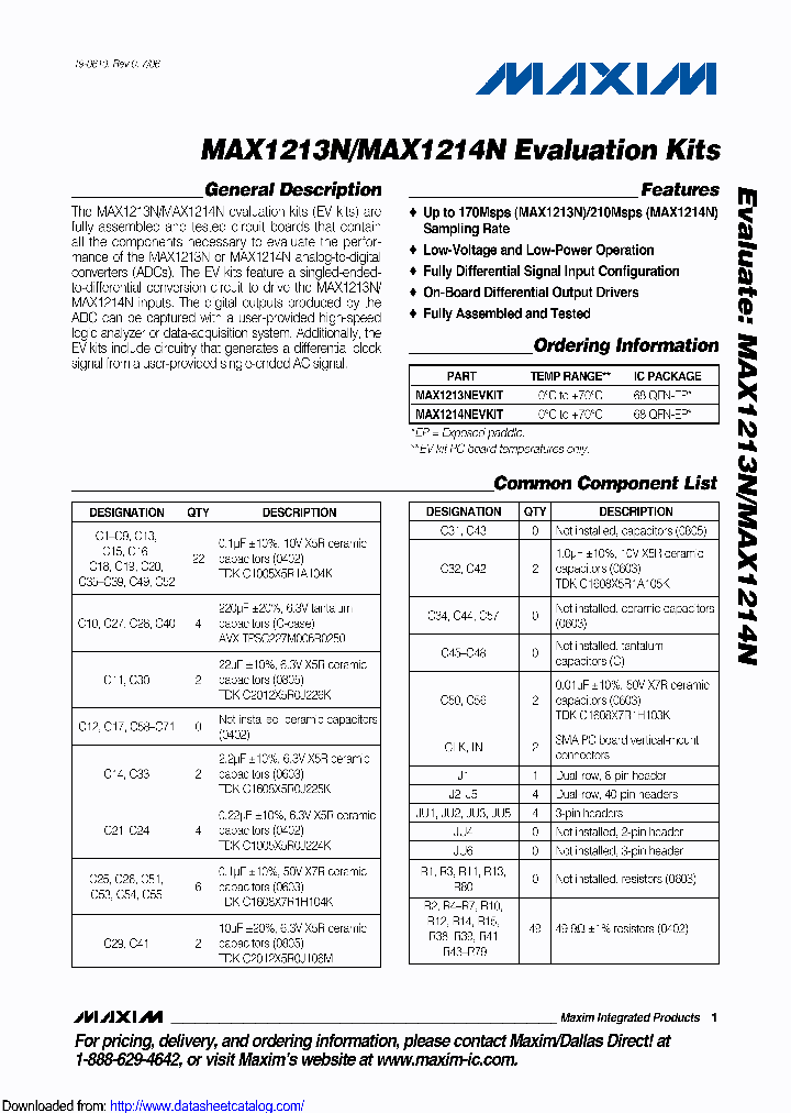 MAX1214NEVKIT_8908602.PDF Datasheet