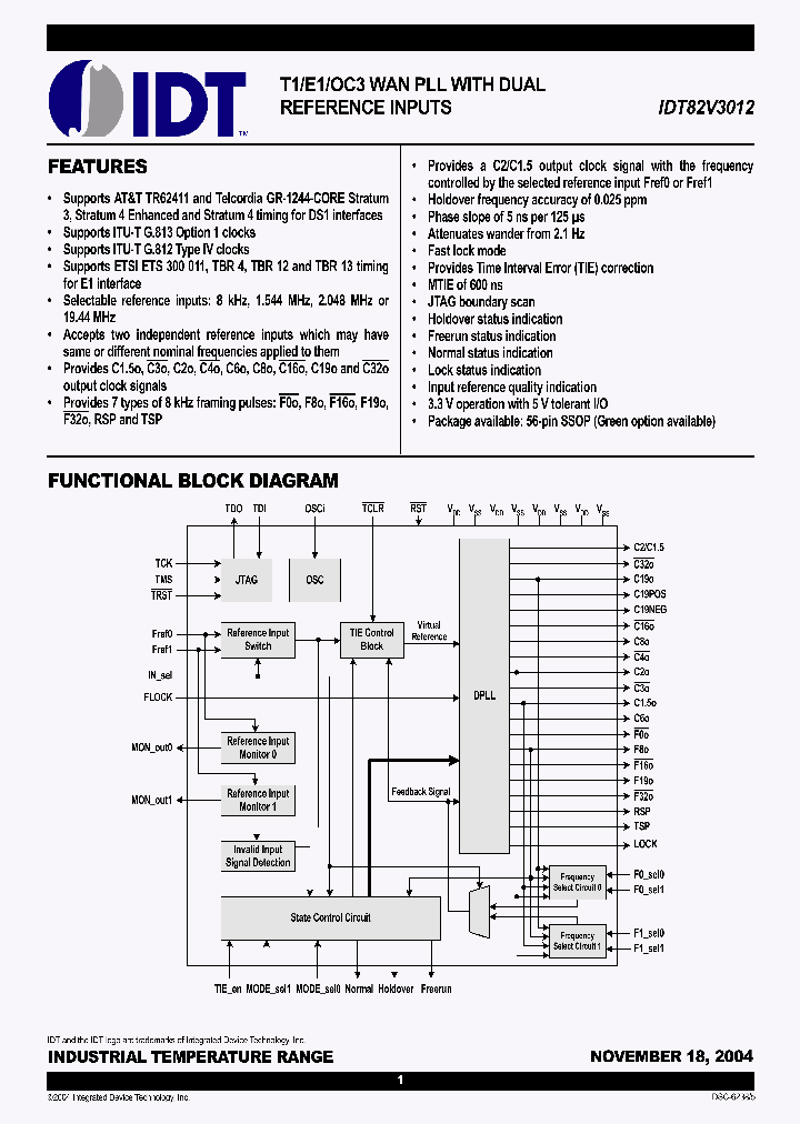 IDT82V3012_8910531.PDF Datasheet