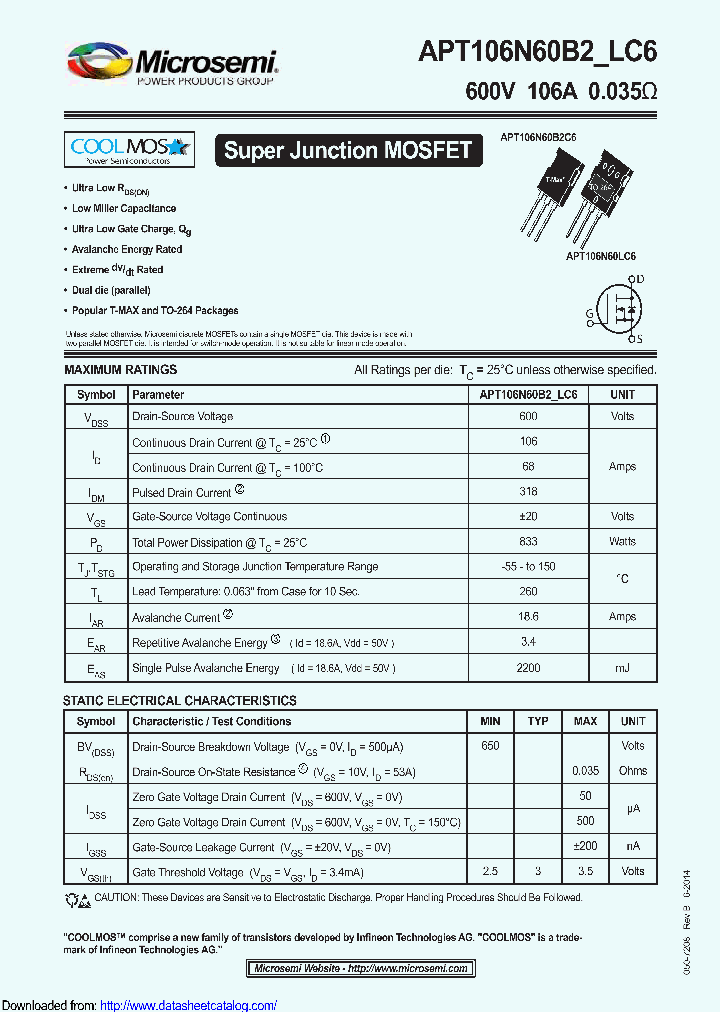 APT106N60LC6_8912384.PDF Datasheet