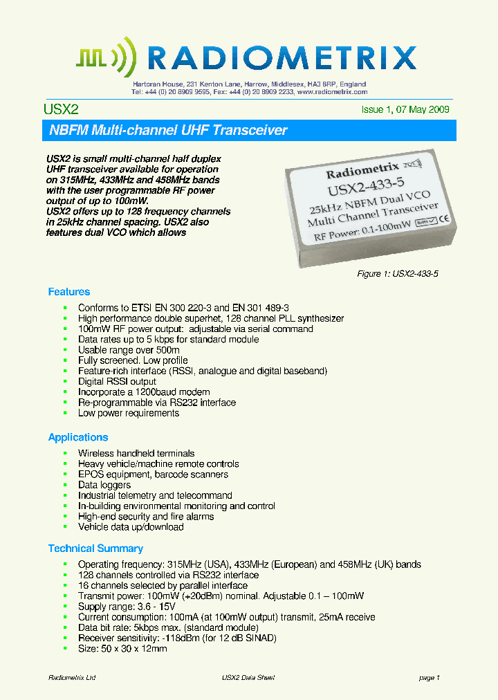 USX2-433-5_8918525.PDF Datasheet