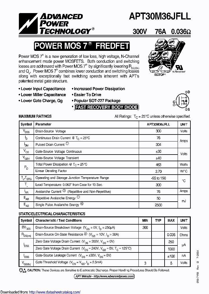 APT30M36JFLL_8925487.PDF Datasheet