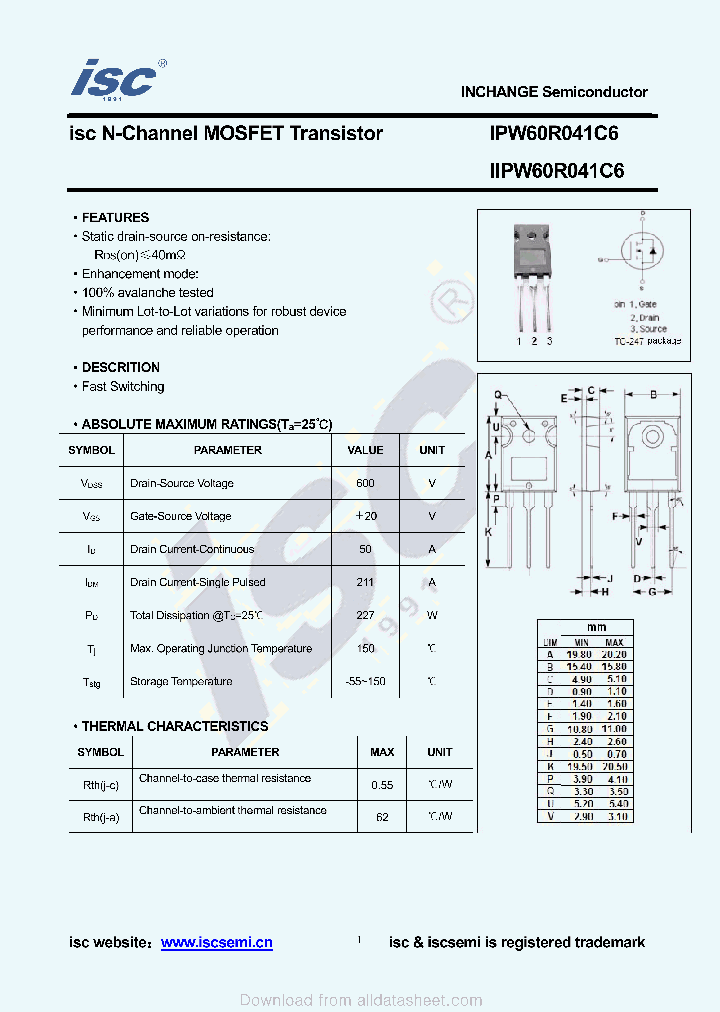 IIPW60R041C6_8926822.PDF Datasheet