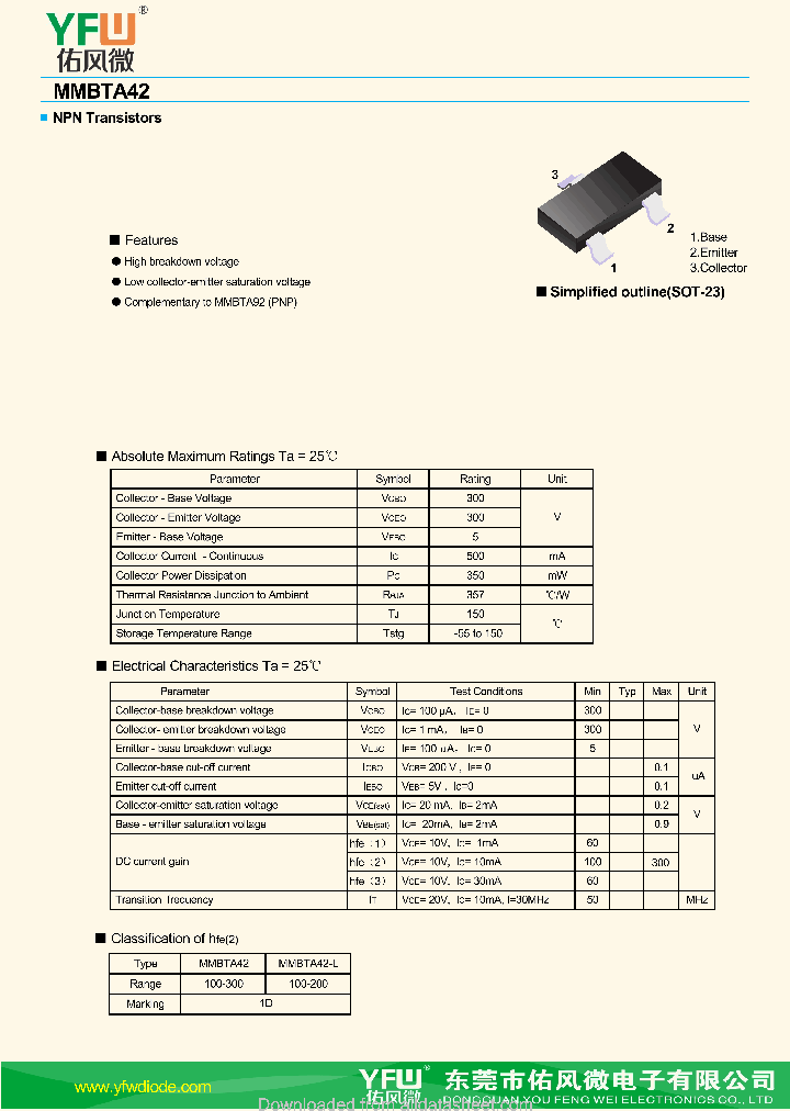 MMBTA42-SOT23_8929911.PDF Datasheet