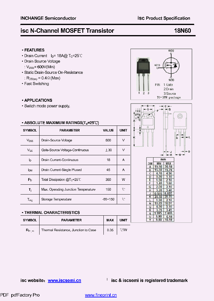 18N60_8935348.PDF Datasheet