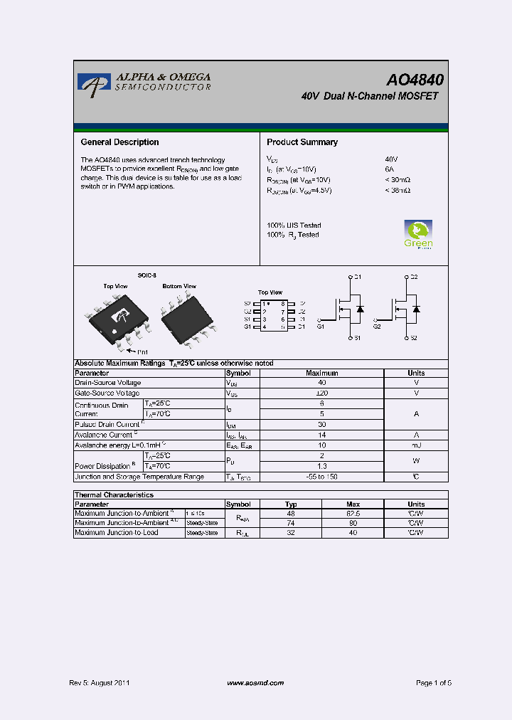 AO4840_8936950.PDF Datasheet