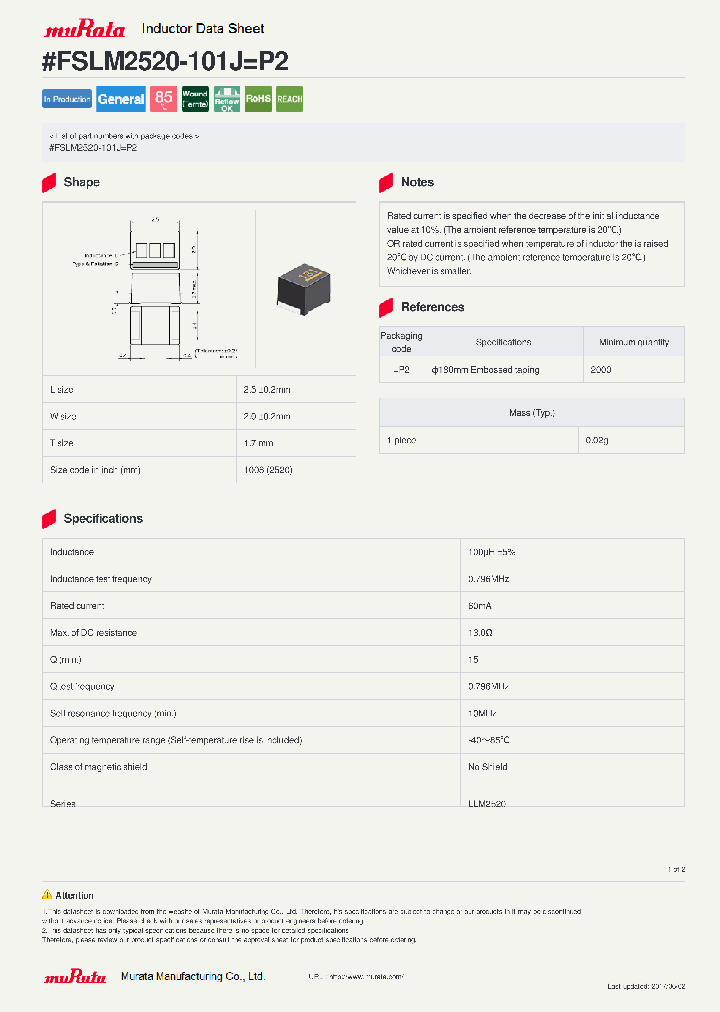 FSLM2520-101J_8941691.PDF Datasheet