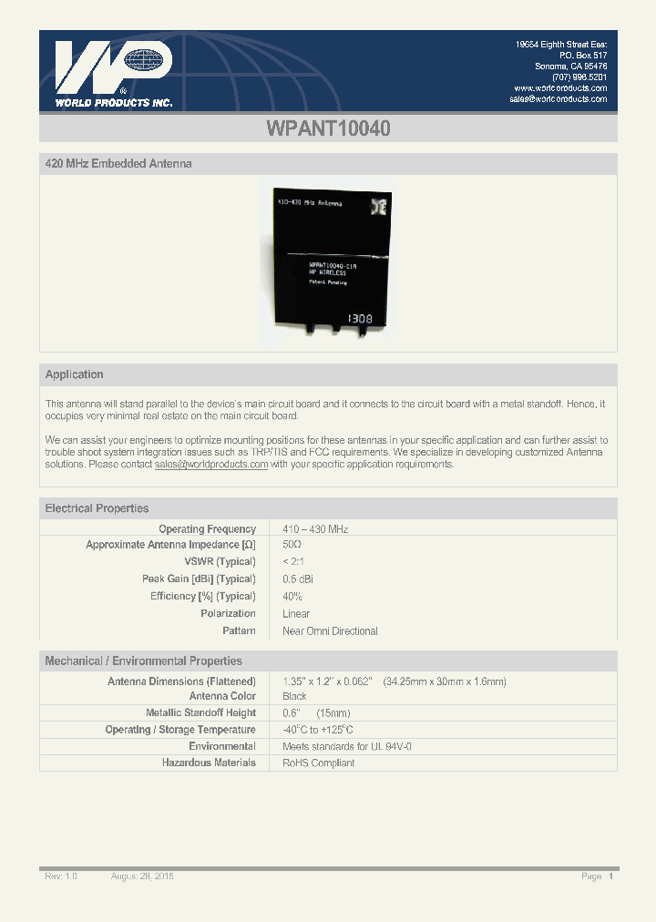 WPANT10040-C1A_8944110.PDF Datasheet