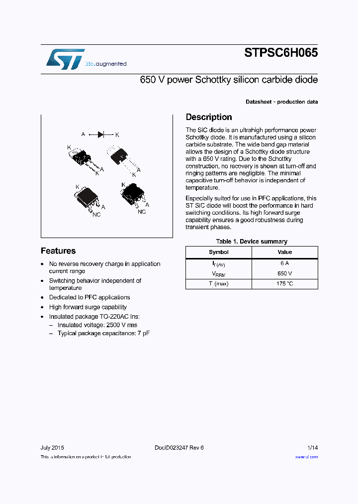 STPSC6H065G-TR_8958347.PDF Datasheet