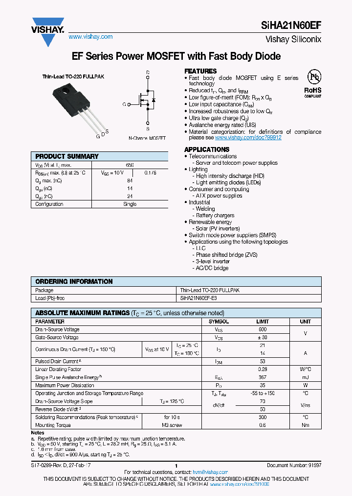 SIHA21N60EF_8960014.PDF Datasheet