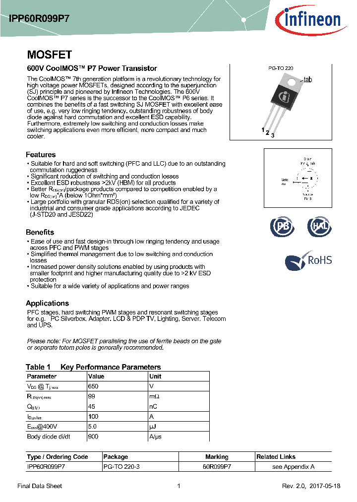 IPP60R099P7_8976525.PDF Datasheet