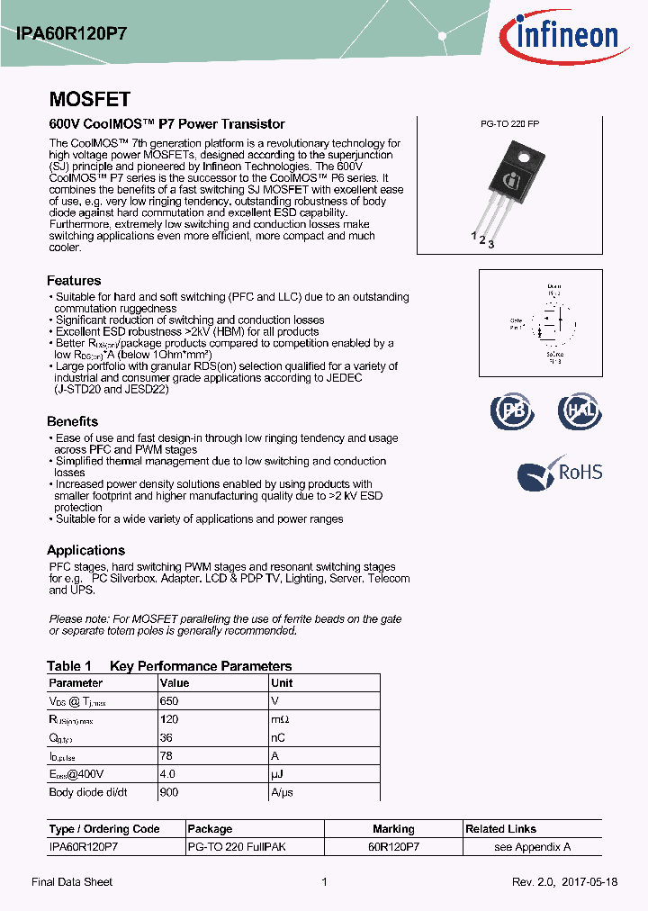 IPA60R120P7_8982461.PDF Datasheet