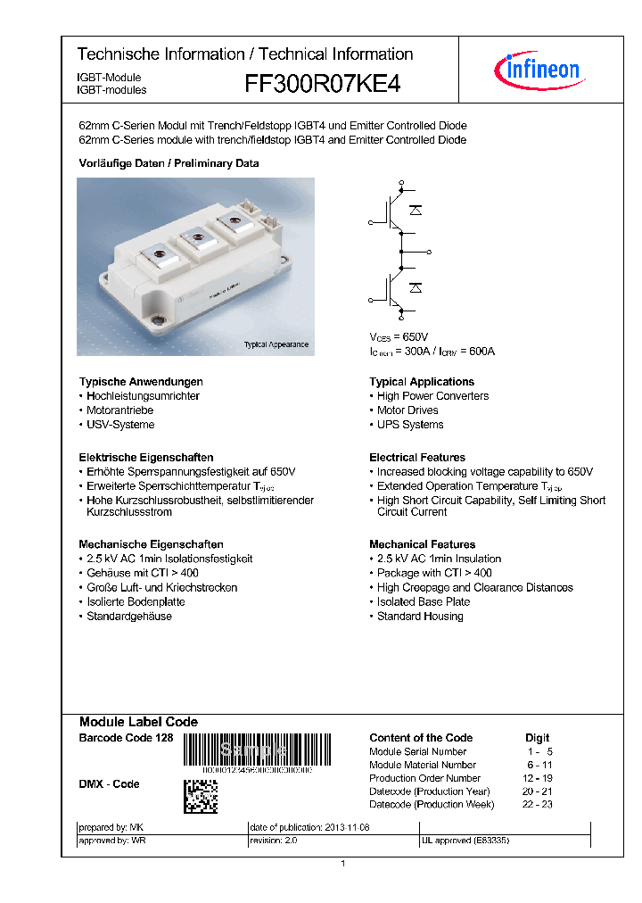 FF300R07KE4_8984577.PDF Datasheet